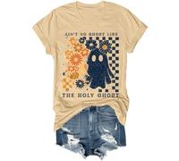 Ain't No Ghost Like The Holy Ghost - Camisa cristiana para Halloween, diseño floral de fantasmas santos, unisex, caqui, 3XL