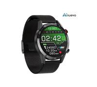 Ainuevo L13 Smart Watch, Bluetooth 4.0, IP68 Waterproof, for Samsung, Sony, Huawei, Xiaomi, Android, Steel, Black