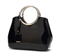 AINUOEY Mujer Bolsos de Mano Casual Bandolera Marca Mediano Totes Antirrobo Hombro Italianos PU Cuero 76609 1 Piezas Fekete