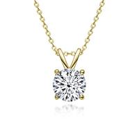 AINUOSHI Collar Mujer Plata De Ley 925 Con Colgante Moissanita 1 Quilate, Oro, Regalo Joyería Mujer Para El Día De La Madre Cumpleaños Novia