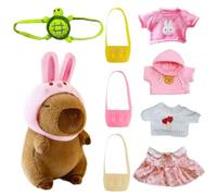 Ainvliya Capybara - Peluche de 23 cm Capybara, juego de animales de peluche de dibujos animados, juguete de peluche con ropa y accesorios, figura de peluche, juguetes de animales rellenos