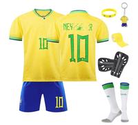 Ainvliya Kits de fútbol para niños, juego de entrenamiento de fútbol número 10, camisetas de fútbol para niños, camisetas de entrenamiento de fútbol, pantalones cortos, placa de protección, llavero