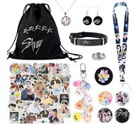 Ainvliya Stray-K - Set de regalo para fans, con bolsa de cordón, llaveros, collares, pulseras, colgantes para teléfono móvil, pendientes, anillos, pegatinas