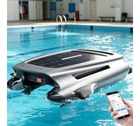 AiODiO Robot Limpiador de Piscinas con energía Solar, Robot Skimmer Solar automático para Piscinas, Potente succión, área de Limpieza máxima de 200 m² para Todo Tipo de Superficies de Piscina.