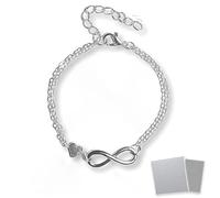 AIOELUV 1 Pièce Pulsera Mujer Infinito Ajustable Regalo Mujer Original Amor Eterno Y Amistad Brazalete Mujer Día De La Madre Cumpleaños San Valentín Plata