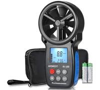 AIOMEST Anemómetro Digital, Medidor de Viento Portátil, AI-100 Medidor de Viento CFM para Velocidad del Viento, Temperatura del Viento, Prueba de Frío, HVAC