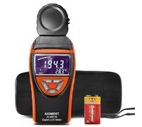 AIOMEST Luxómetro digital portátil, fotómetro 0,1 ~ 400,000 lux con retención de datos, detector giratorio de 270 ° con pantalla LCD para plantas, oficina, luz LED, AI-8801B (naranja)