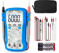 AIOMEST Multímetro digital TRMS de 6000 cuentas de rango automático, medidor eléctrico para corriente CA/CC, resistencia de voltaje, capacitancia, frecuencia/deber, diodo/hFE, NCV, temperatura con