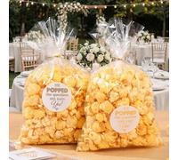 AIOMOB 50 juegos de bolsas de palomitas de maíz con texto en inglés "He Popped the Question" para fiesta de compromiso, despedida de soltera, decoración de boda