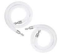 Aioneer 10 Ft Orange Velvet Rope - 2 Pack Blue Stanchions with Silver Hooks For Crowd Control, Event Carpet and Barrier Posts - Perfect For Parties and Gatherings-White-3.3ft/100cm