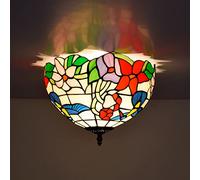 Aioneer 12" Bird Ceiling Lights, Handmade Stained Glass Led Ceiling Lamp, Retro Rustic Style Chandelier For Living Room Kitchen Bedroom Hallway