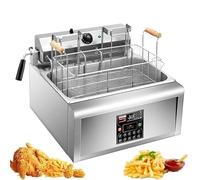 Aioneer 16L Electric Deep Fryer with Automatic Lifting Function, 5600W Commercial Deep Fat Fryer, Stainless Steel Fat Fryer Frying Machine with Basket, Temperature Control & Digi