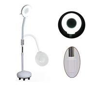Aioneer 8X Led Magnifier Clip Floor Standing Lamp,360°Swivel Base Adjustable Arm with Gooseneck Reading Magnifying Glass- For Beauty, Salon, Tattoo, Nail, Dental, Reading and Ski
