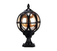 Aioneer Aluminum Globe Post Light Vintage Outdoor Pillar Lamp Traditional Waterproof Column Headlight For Landscape Garden Fence Street Lantern To Pursue Happiness-17.5 * 32cm