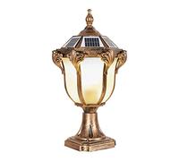 Aioneer Aluminum Solar Column Light Outdoor Waterproof Post Pillar Lamp European Style Glass Villa Street Street Lantern Table Light For Scenic Spot Lawn Fence Park Garden Patio -Bronze