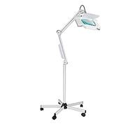 Aioneer Beauty Magnifying Lamp, Led Adjustable Swivel Arm 5X Magnifier Lamp Light with Rolling Floor Stand For Beauty Salon Office Work Reading Tattoo