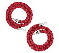 Aioneer Braided Hemp Rope Barrier, 1.5M Long, Black/Blue/Red/Yellow with Silver Hooks, Ideal For Event Queue Management, Birthday Parties, and Red Carpet Occasions.-Red-2.8Cm/1.1In