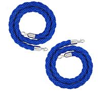 Aioneer Braided Hemp Rope Barrier, 1.5M Long, Black/Blue/Red/Yellow with Silver Hooks, Ideal For Event Queue Management, Birthday Parties, and Red Carpet Occasions.-Blue-3.2Cm/1.3In