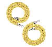 Aioneer Braided Hemp Rope Barrier, 1.5M Long, Black/Blue/Red/Yellow with Silver Hooks, Ideal For Event Queue Management, Birthday Parties, and Red Carpet Occasions.-Yellow-2.8Cm/1.1In