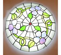 Aioneer Ceiling Light Flush Mount Victorian Style Stained Glass Ceiling Lamp Dimmable Vintage Round Chandeliers For Bedroom Living Room Dining Room Kitchen Hallway,B,30Cm-B-40cm