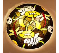 Aioneer Ceiling Light Flush Mount Victorian Style Stained Glass Ceiling Lamp Dimmable Vintage Round Chandeliers For Bedroom Living Room Dining Room Kitchen Hallway,A,40Cm-C-30cm