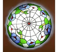 Aioneer Ceiling Light Flush Mount Victorian Style Stained Glass Ceiling Lamp Dimmable Vintage Round Chandeliers For Bedroom Living Room Dining Room Kitchen Hallway,B,30Cm-A-30cm