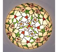 Aioneer Ceiling Light Victorian Style Stained Glass Flush Mount Ceiling Lamp Dimmable Vintage Chandeliers For Bedroom Living Room Dining Room Kitchen,G,30Cm-B-30cm