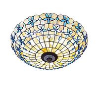 Aioneer Ceiling Lights Flush Mount, Natural Handmade Shell Glass Mosaic Ceiling Lamp, Dimmable Modern Vintage Blue Chandelier For Living Room Bedroom Dining Room Kitchen,21 Inch-24 Inch