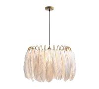 Aioneer Chandelier Pendant Light Creative Nordic White Feather Wrought Iron Hanging Ligh Simplicity Decor Adjustable Chandelier Living Room Bedroom Corridor Bar