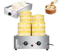 Aioneer Commercial Steamed Buns Machine, 2/4/6 Hole Electric Stainless Steel Food Bread Buns Steaming Steamer, Steamed Bun Warmer Machine with Anti-Dry Alarm, Independent Tempera