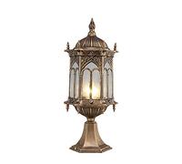 Aioneer Creative Rustic Pastoral Farmhouse Column Light Courtyard Landscape Pillar Lamp Outdoor Waterproof Door Pillar Lamps Aluminum Vintage Glass Post Lantern For Main Gate Gar-Brass