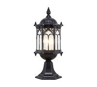 Aioneer Creative Rustic Pastoral Farmhouse Column Light Courtyard Landscape Pillar Lamp Outdoor Waterproof Door Pillar Lamps Aluminum Vintage Glass Post Lantern For Main Gate Gar-Black