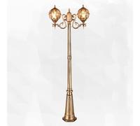 Aioneer Decking Post Lights Lamp Post Lights Outdoor, 2-Lights High Pole E27 Pillar Lamps Globe Glass Waterproof Road Lighting Fixtures (Bronze Height: 1.7M) (Bronze Height: 2.6M)