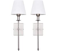 Aioneer Dimmable Battery Powered Wall Sconces Set with Remote Control Easy Installation No Wiring Needed Modern Cloth Art Wall Lamp For Bedroom TV Wall Lounge Dimmable Silver Far-Silver