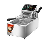 Aioneer Electric Deep Fryer with Automatic Lifting Function, 2800W/5600W, 24-Hour Timer, 10 Time Settings, Commercial and Home Kitchen Use-46 * 26.5 * 37mm
