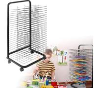 Aioneer Estante De Secado para Obras De Arte De 20/30/40 Niveles, De Metal con Revestimiento Negro, con Ruedas Giratorias De 360 Grados, Ideal para Secar Pinturas Al Óleo En El H-30Shelves