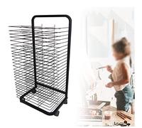 Aioneer Estante para Guardar Y Exhibir Obras De Arte, Tendedero para Secar Pinturas Infantiles, De Acero, Ahorra Espacio, Mantiene Los Dibujos Limpios, con Ruedas Giratorias, Ide-Black-90x42x44cm
