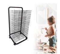 Aioneer Estante para Guardar Y Exhibir Obras De Arte, Tendedero para Secar Pinturas Infantiles, De Acero, Ahorra Espacio, Mantiene Los Dibujos Limpios, con Ruedas Giratorias, Ide-Black-92x41x45cm