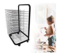 Aioneer Estante para Guardar Y Exhibir Obras De Arte, Tendedero para Secar Pinturas Infantiles, De Acero, Ahorra Espacio, Mantiene Los Dibujos Limpios, con Ruedas Giratorias, Ide-Black-78x35x44cm