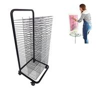 Aioneer Estante para Secar Obras De Arte, Estante para Guardar Y Exhibir Obras De Arte, Material De Acero, Ahorra Espacio, Poleas con Freno, Adecuado para Jardines De Infancia, C-Black-106x42x44cm