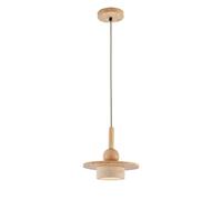 Aioneer Farmhouse Wood Pendant Light Fixture with Natural Stone Accent Industrial Hanging Lamp For Kitchen Island Retro WABI Sabi Chandelier Mid Century Style For Dining Room and-Solid Wood