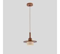 Aioneer Farmhouse Wood Pendant Light Fixture with Natural Stone Accent Industrial Hanging Lamp For Kitchen Island Retro WABI Sabi Chandelier Mid Century Style For Dining Room and-Walnut