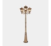 Aioneer Farolas Exteriores, Faroles De Cristal para Jardín, Faroles Europeos Tradicionales De 3 Luces E27 Ip65 Impermeables, Farolas Altas para Alumbrado Público, Farolas De Colu-Brass-Height 2.65m