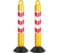 Aioneer Flexible Crowd Control Stanchions - 10 Pack Lightweight Red and Blue Barrier Posts For Effective Visitor Management and Enhanced Safety-Yellow+Red-2 Pcs