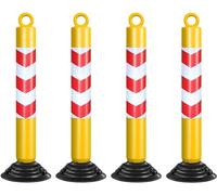 Aioneer Flexible Crowd Control Stanchions - 10 Pack Lightweight Red and Blue Barrier Posts For Effective Visitor Management and Enhanced Safety-Yellow+Red-4 Pcs