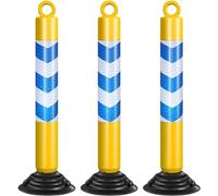 Aioneer Flexible Crowd Control Stanchions - 10 Pack Lightweight Red and Blue Barrier Posts For Effective Visitor Management and Enhanced Safety-Yellow+Blue-3 Pcs
