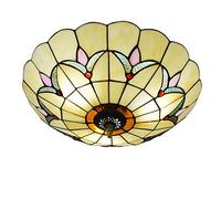 Aioneer Flush Mount Ceiling Light Fixtures,Vintage Stained Glass Shade Hallway Ceiling Lamp, Modern Retro Decoration Chandelier Pendan Lighting For Living Room Bedroom,Yellow,50C-Yellow-60cm