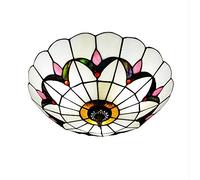 Aioneer Flush Mount Ceiling Light Fixtures,Vintage Stained Glass Shade Hallway Ceiling Lamp, Modern Retro Decoration Chandelier Pendan Lighting For Living Room Bedroom,Yellow,50C-White-50cm