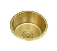 Aioneer Fregadero De Bar, Fregadero De Acero Inoxidable De Un Solo Seno, Fregadero De Cocina, Fregadero Redondo Dorado, Fregadero Bajo Encimera, Puede Realzar La Luminosidad Gene-A-32cm(12.59in)