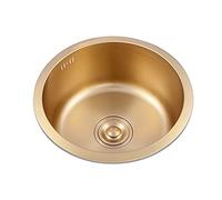 Aioneer Fregadero, Fregadero Doméstico De Acero Inoxidable Dorado para Barra De Cocina, Pequeño, Redondo, De Un Solo Seno, Empotrado Debajo del Fregadero.-A-40cm